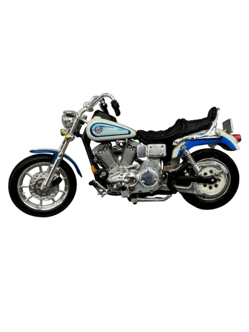 Harley-Davidson Heritage Springer Diecast Motorcycle Model 1:18 Blue & White REA